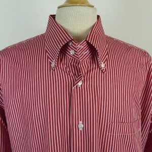 ASTER red white stripes cotton button down collar shirt made in Italy 19.5